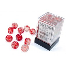 Chessex - Nebula 12mm D6 - Red/silver Luminary Dice Block (36 dice) - CHX27954