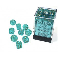 Chessex - Teal/gold Luminary Dice Block (36 dice) - CHX27985
