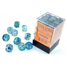 Chessex - Nebula 12mm D6 - Oceanic/gold Luminary Dice Block (36 dice) - CHX27956