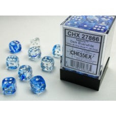 Chessex - Nebula 12mm D6 - Dark Blue/white Dice Block (36 dice) - CHX27866