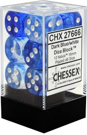 Chessex - Dark Blue/white Dice Block (12 dice) - CHX27666